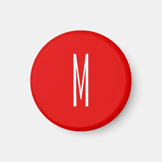 Initial Letter Monogram Modern Style Red White Magnet (Vorne)