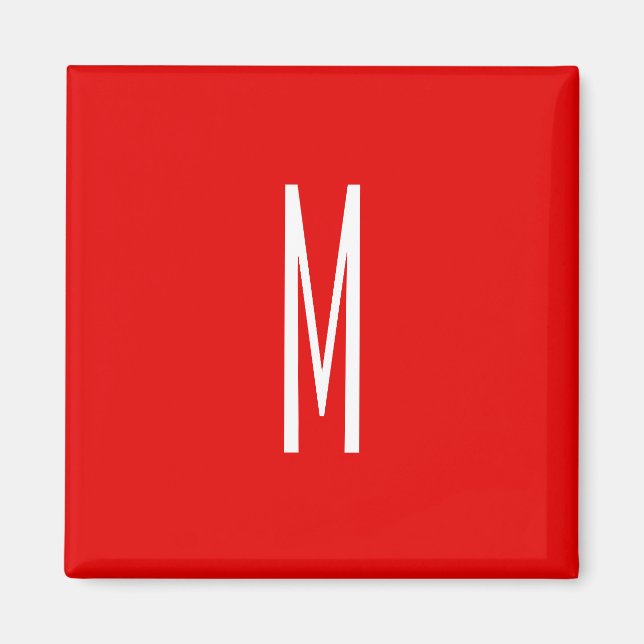 Initial Letter Monogram Modern Style Red White Magnet (Vorne)