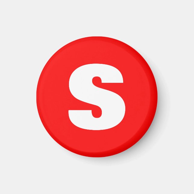 Initial Letter Monogram Modern Style Red White Magnet (Vorne)