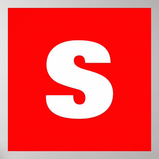 Initial Letter Monogram Modern Style Red White Poster (Vorne)