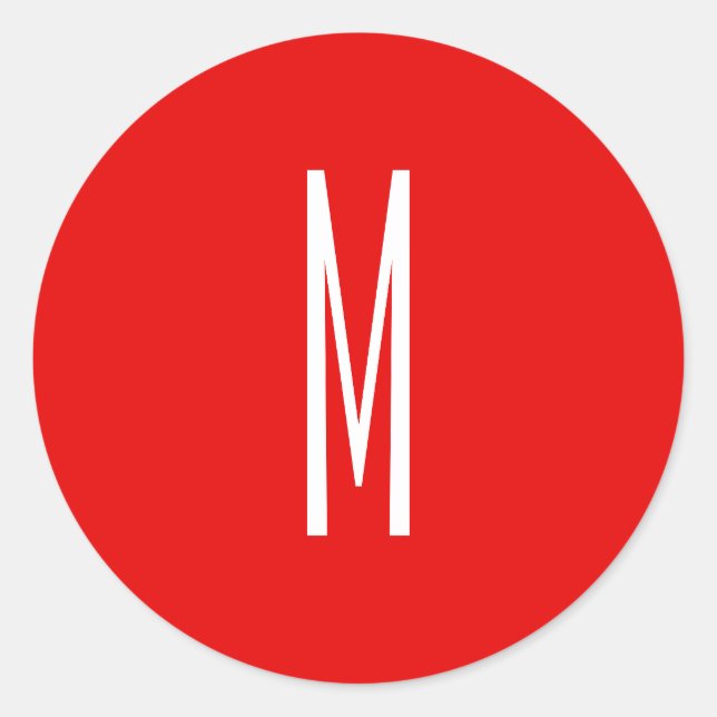 Initial Letter Monogram Modern Style Red White Runder Aufkleber (Vorderseite)