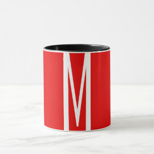 Initial Letter Monogram Modern Style Red White Tasse