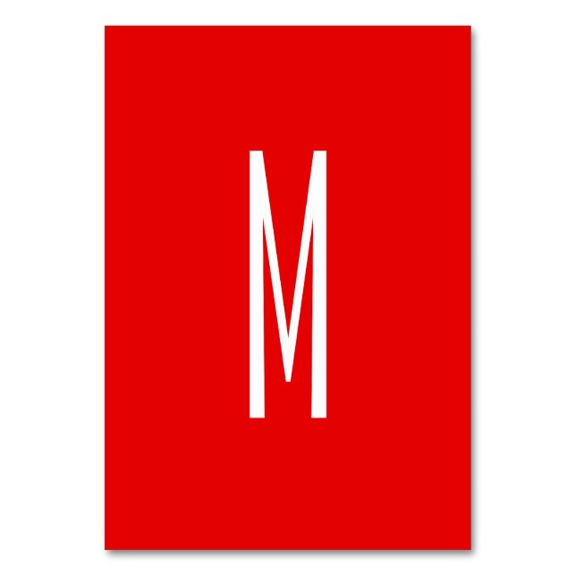 Initial Letter Monogram Modern Style Red White Tischnummer (Vorderseite)