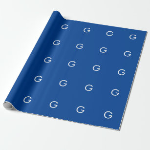 Initial Letter Monogram Modern Stylish Blue Geschenkpapier