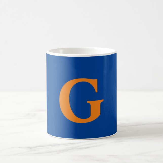 Initial Letter Monogram Modern Stylish Blue Orange Kaffeetasse (Mittel)