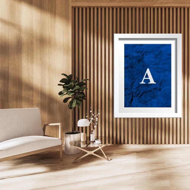 Initial Letter Monogram Modern Stylish Blue Poster (Von Creator hochgeladen)