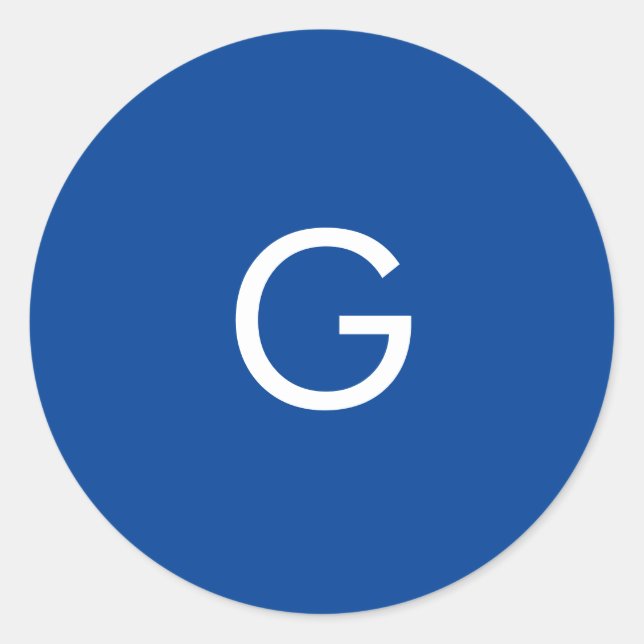 Initial Letter Monogram Modern Stylish Blue Runder Aufkleber (Vorderseite)
