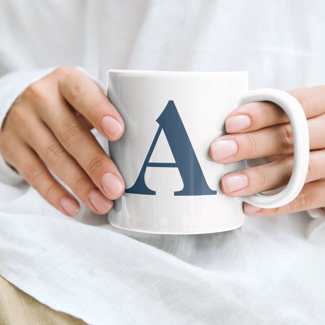 Initial Letter Monogram Modern Stylish Cosmic Blue Kaffeetasse (Von Creator hochgeladen)