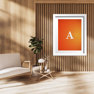Initial Letter Monogram Modern Stylish Orange Sun Poster