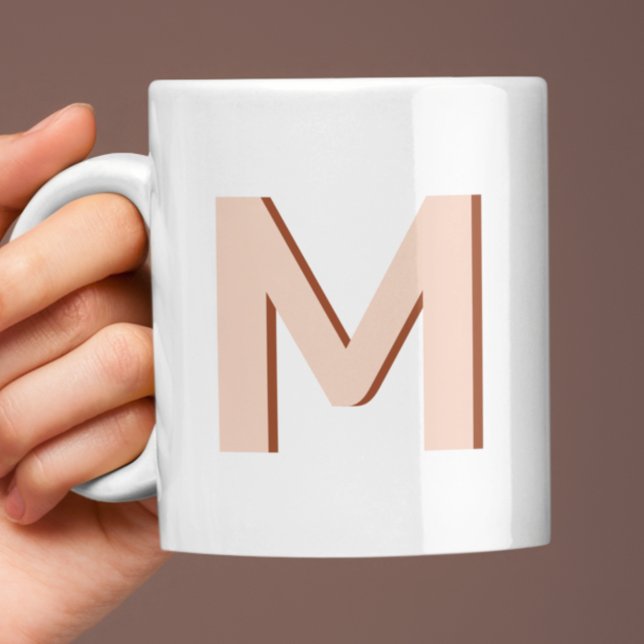 Initial Letter Monogram Modern Stylish Peach Kaffeetasse (Von Creator hochgeladen)