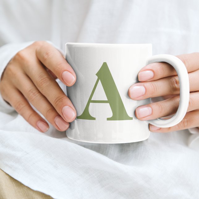Initial Letter Monogram Modern Stylish Sage Green Kaffeetasse (Von Creator hochgeladen)