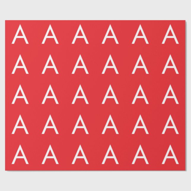 Initial Letter Monogram Red White Plain Modern Geschenkpapier (Flach)