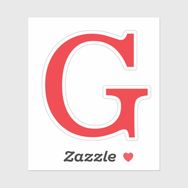 Initial Letter Monogram Red White Plain Simple Aufkleber (Blatt)