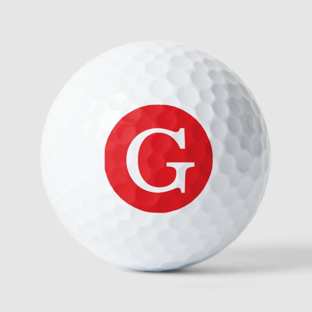 Initial Letter Monogram Red White Plain Simple Golfball (Vorderseite)