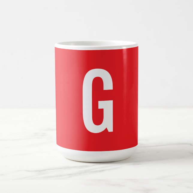 Initial Letter Monogram Red White Plain Simple Kaffeetasse (Mittel)
