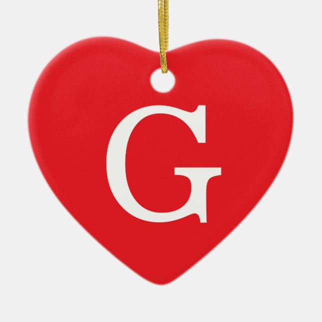 Initial Letter Monogram Red White Plain Simple Keramik Ornament (Vorne)