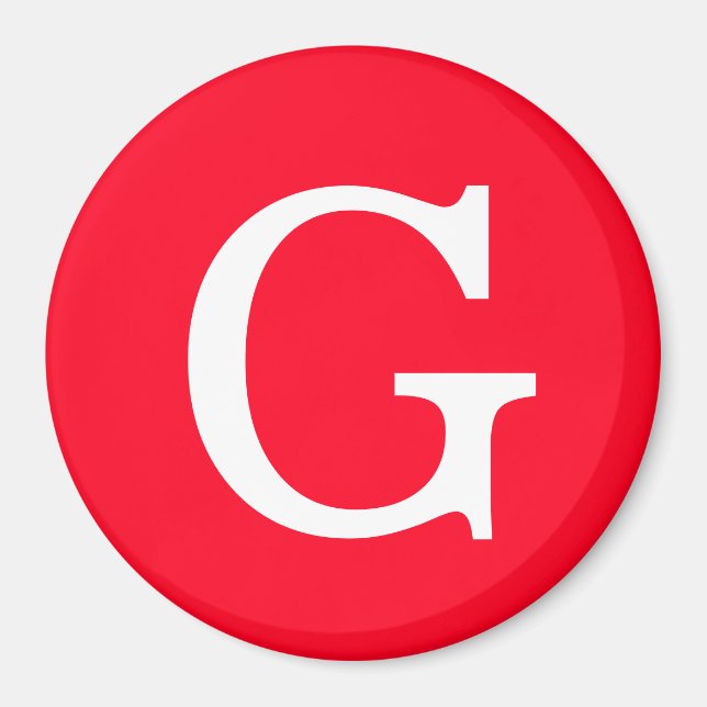 Initial Letter Monogram Red White Plain Simple Magnet (Vorne)