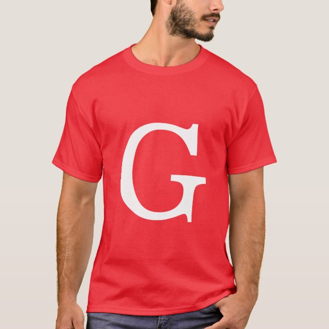 Initial Letter Monogram Red White Plain Simple T-Shirt (Vorderseite)