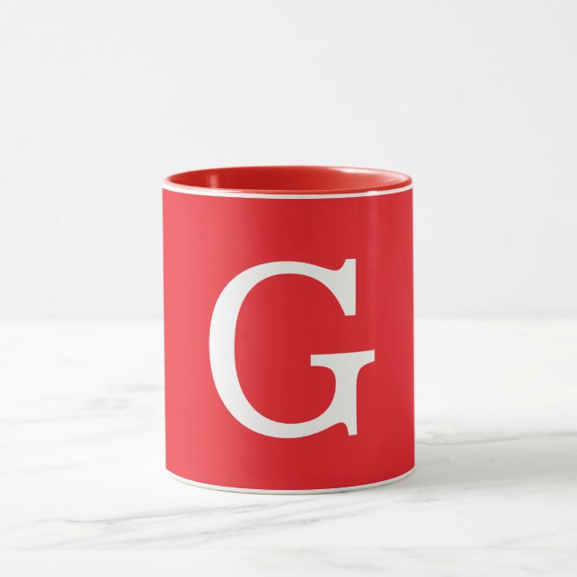 Initial Letter Monogram Red White Plain Simple Tasse (Zentrum)