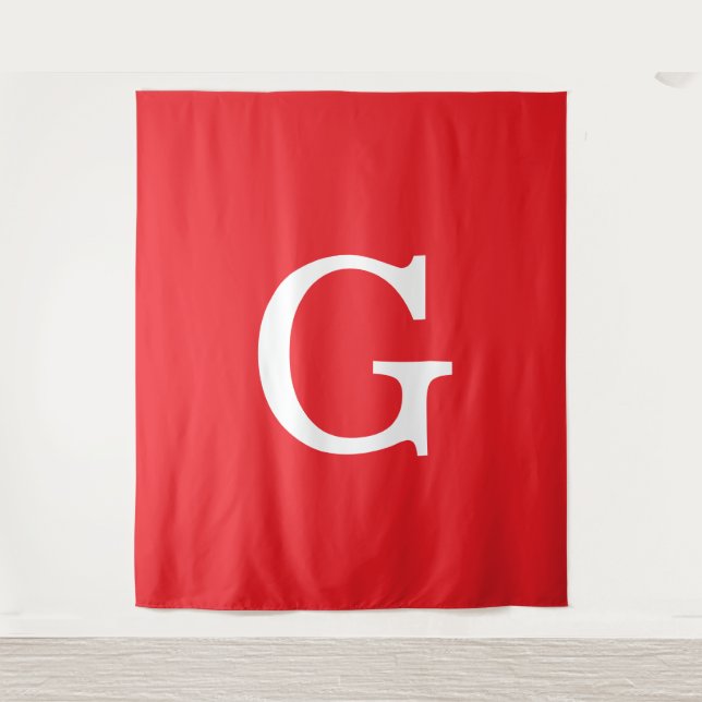 Initial Letter Monogram Red White Plain Simple Wandteppich (Vorderseite)