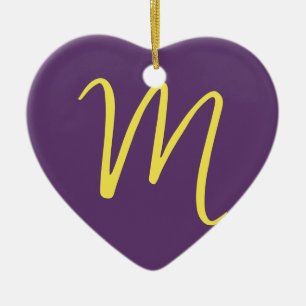 Initial Letter Monogram Stylish Indigo Yellow Keramik Ornament