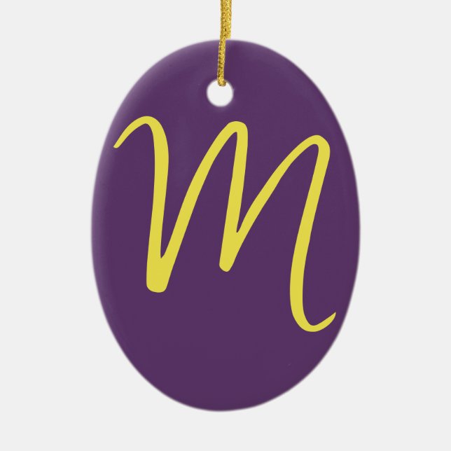 Initial Letter Monogram Stylish Indigo Yellow Keramik Ornament (Vorne)