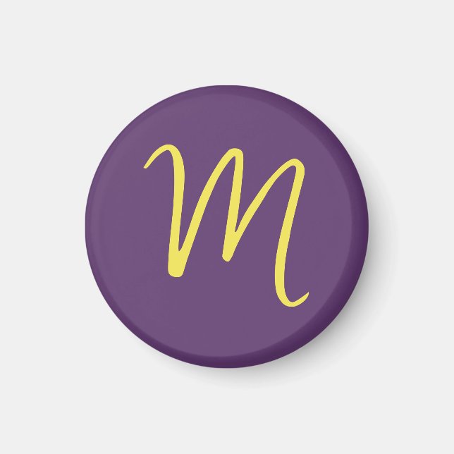 Initial Letter Monogram Stylish Indigo Yellow Magnet (Vorne)