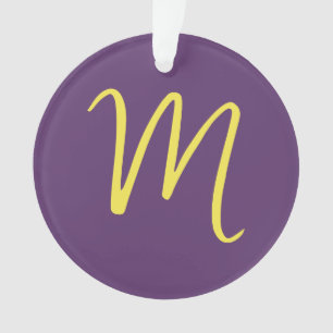Initial Letter Monogram Stylish Indigo Yellow Ornament