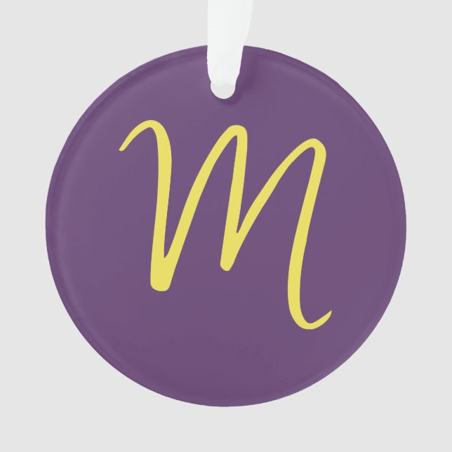 Initial Letter Monogram Stylish Indigo Yellow Ornament (Vorderseite)