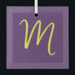 Initial Letter Monogram Stylish Indigo Yellow Ornament Aus Glas<br><div class="desc">Möchten Sie ein Produkt mit den Initialen Ihres Namens besitzen? Es ist sehr einfach,  ästhetisch und attraktiv.</div>