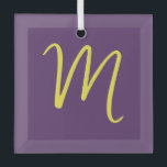Initial Letter Monogram Stylish Indigo Yellow Ornament Aus Glas<br><div class="desc">Möchten Sie ein Produkt mit den Initialen Ihres Namens besitzen? Es ist sehr einfach,  ästhetisch und attraktiv.</div>