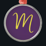 Initial Letter Monogram Stylish Indigo Yellow Ornament Aus Metall<br><div class="desc">Möchten Sie ein Produkt mit den Initialen Ihres Namens besitzen? Es ist sehr einfach,  ästhetisch und attraktiv.</div>