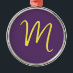 Initial Letter Monogram Stylish Indigo Yellow Ornament Aus Metall<br><div class="desc">Möchten Sie ein Produkt mit den Initialen Ihres Namens besitzen? Es ist sehr einfach,  ästhetisch und attraktiv.</div>