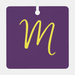 Initial Letter Monogram Stylish Indigo Yellow Ornament Aus Metall