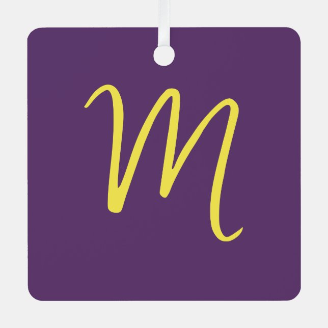 Initial Letter Monogram Stylish Indigo Yellow Ornament Aus Metall (Vorderseite)