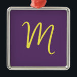 Initial Letter Monogram Stylish Indigo Yellow Ornament Aus Metall<br><div class="desc">Möchten Sie ein Produkt mit den Initialen Ihres Namens besitzen? Es ist sehr einfach,  ästhetisch und attraktiv.</div>