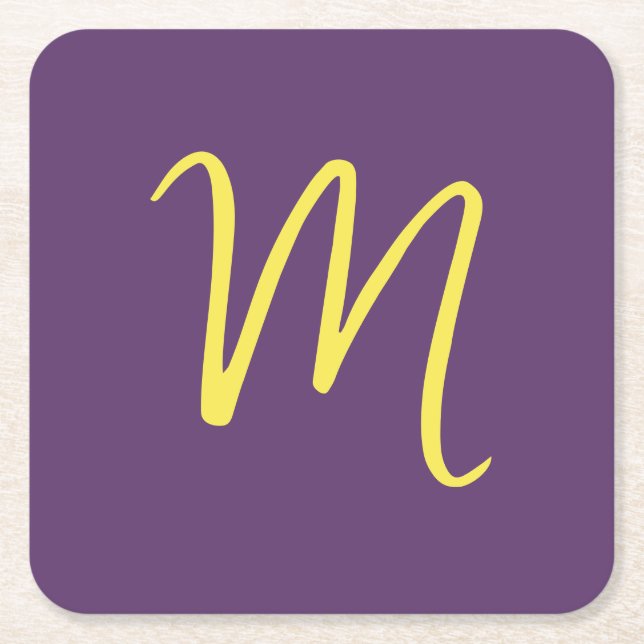 Initial Letter Monogram Stylish Indigo Yellow Rechteckiger Pappuntersetzer (Vorderseite)
