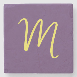 Initial Letter Monogram Stylish Indigo Yellow Steinuntersetzer