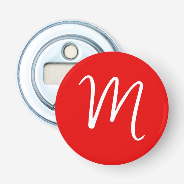 Initial Letter Monogram Stylish Red White Flaschenöffner (Vorderseite)