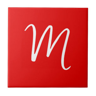 Initial Letter Monogram Stylish Red White Fliese