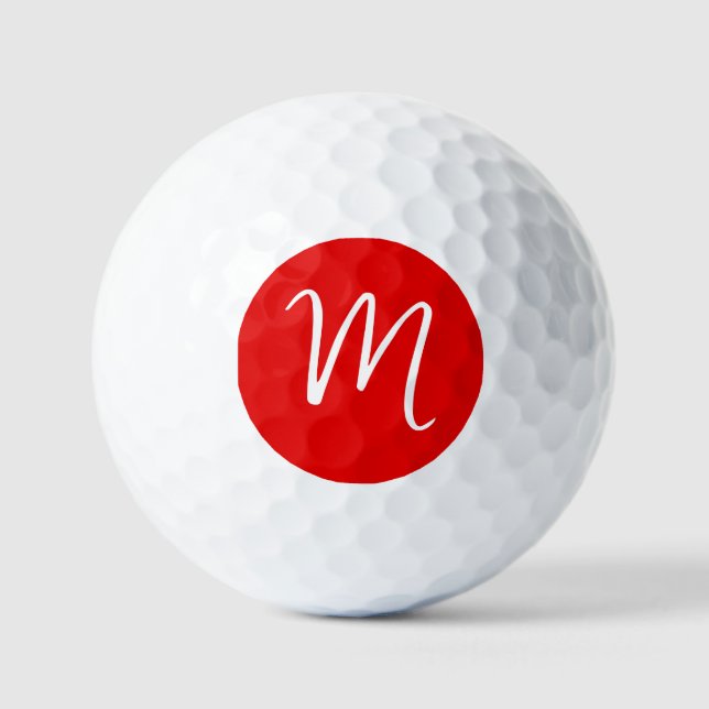 Initial Letter Monogram Stylish Red White Golfball (Vorderseite)