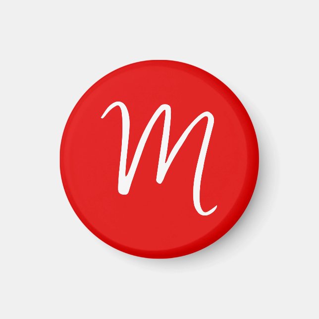 Initial Letter Monogram Stylish Red White Magnet (Vorne)
