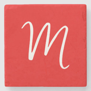 Initial Letter Monogram Stylish Red White Steinuntersetzer