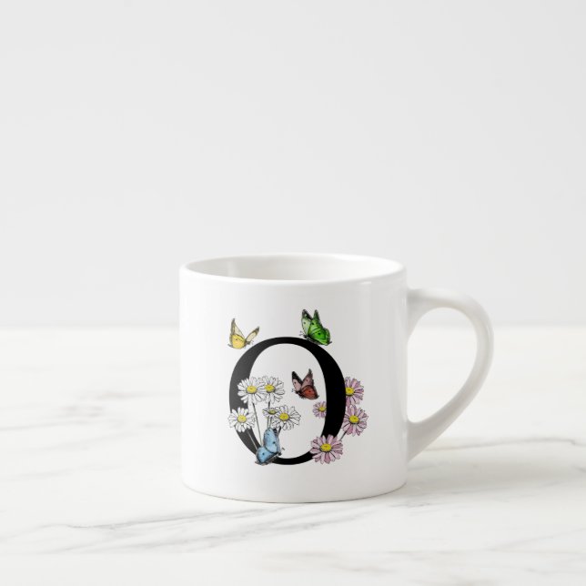 Initial Letter O Floral Butterfly Monogramm Espressotasse (Rechts)