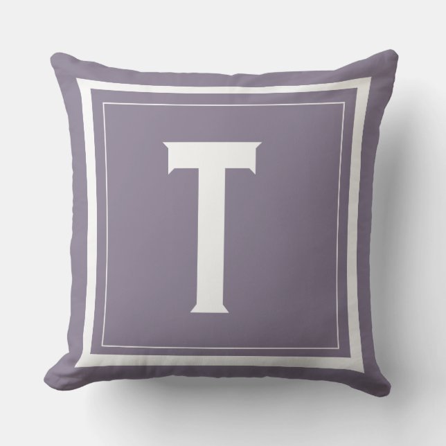 Initial Letter Pillow für Lila Monogramm Kissen (Vorderseite)