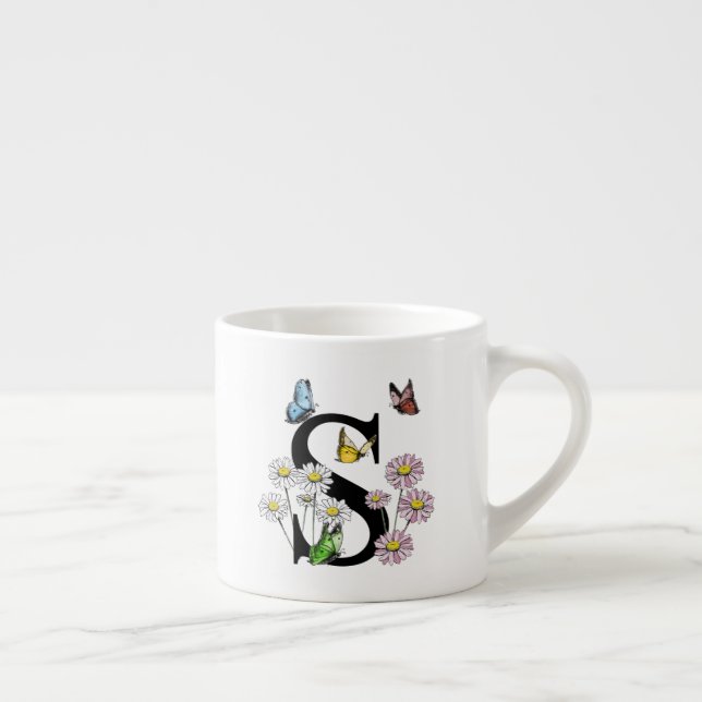 Initial Letter S Floral Butterfly Monogramm Espressotasse (Rechts)