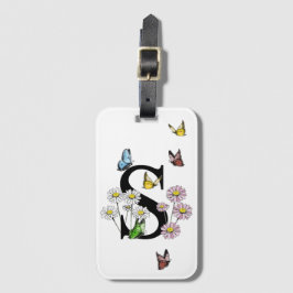 Initial Letter S Floral Butterfly Monogramm Gepäckanhänger