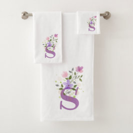 Initial Letter S Plus Blumendesign Badetuch Set