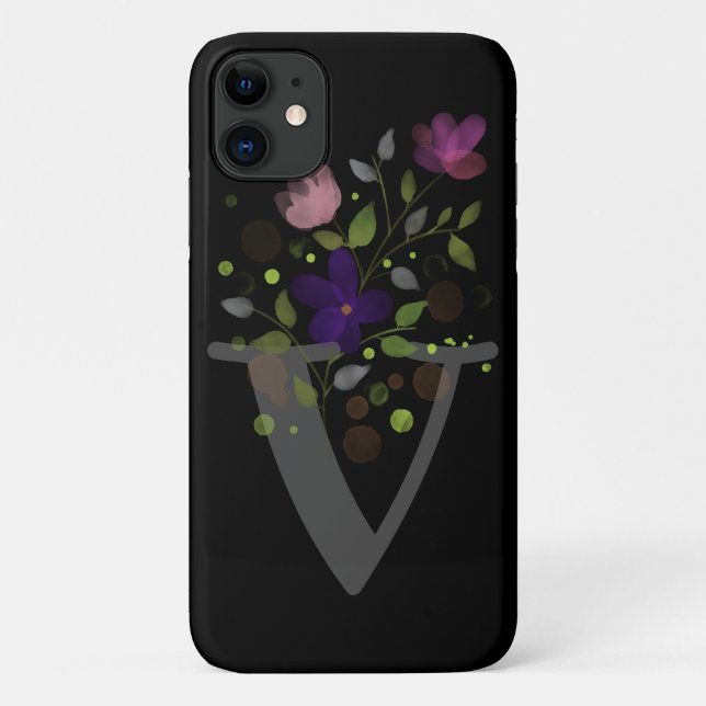 Initial Letter V Plus florales Design Case-Mate iPhone Hülle (Rückseite)