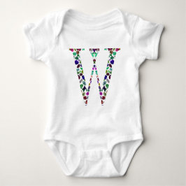 Initial Letter W Gemstone Design Baby Strampler